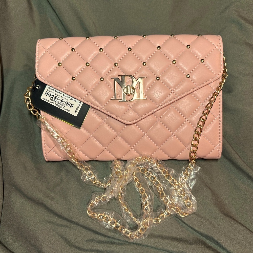 Badgley Mischka Pink Quilted Chain Bag